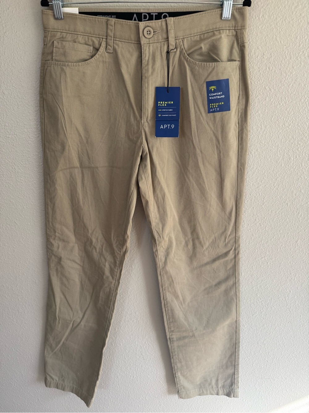 APT 9 Men’s Premier Flex Straight Fit Khaki Trouser Pants- Size: 32x30 - Picture 2 of 9